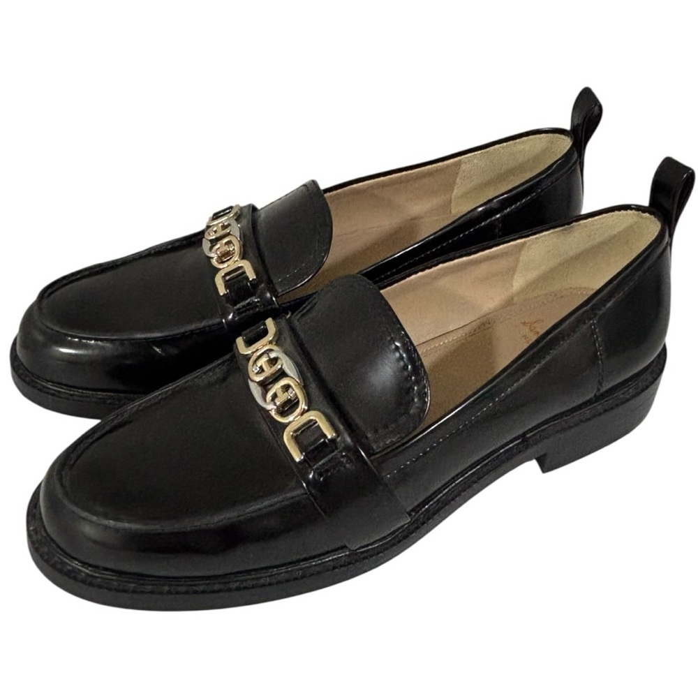 Sam Edelman Black Loafers with Gold Detail Size 7.5